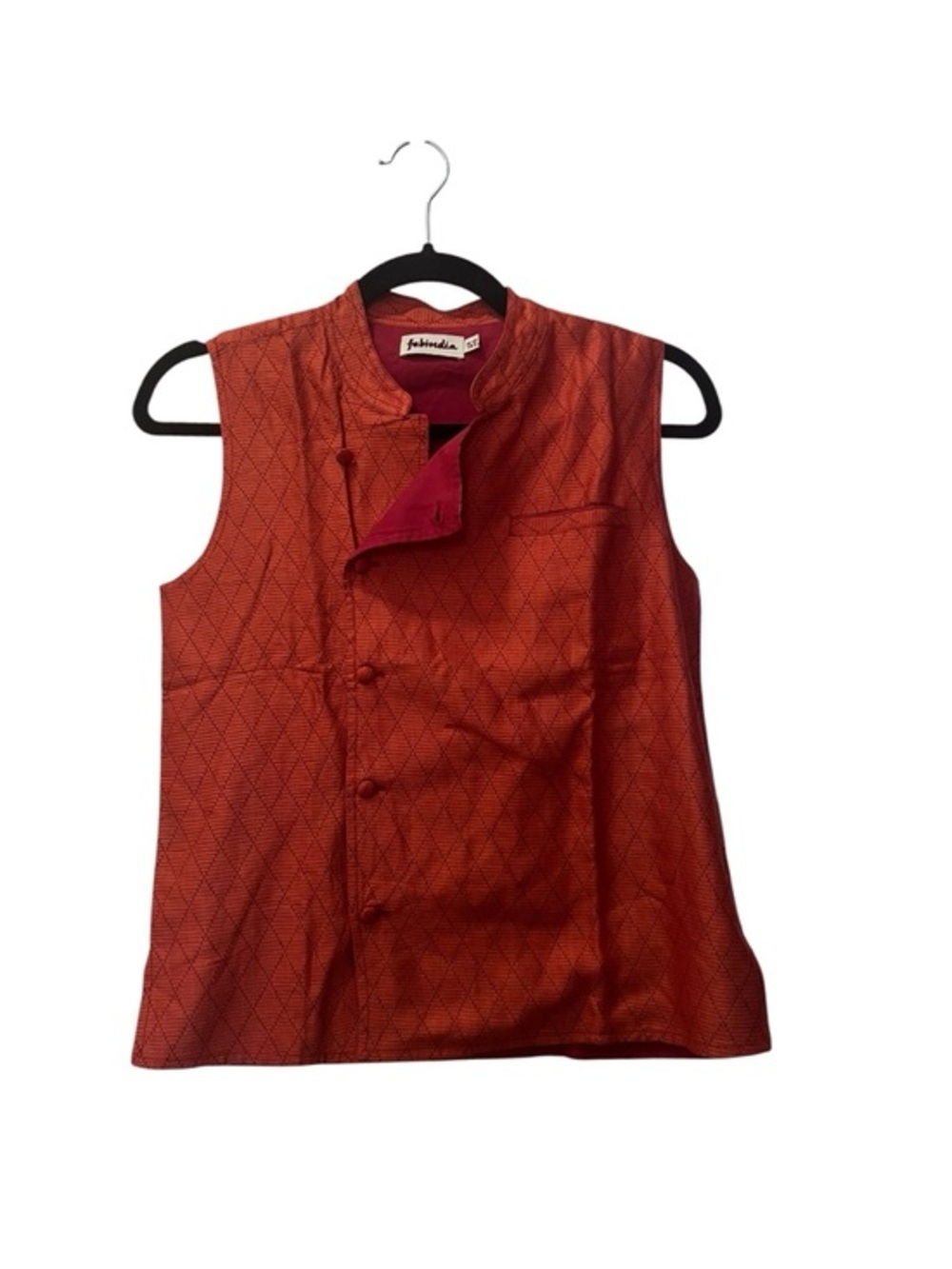 fabindia Kids Sadri Nehru Vest Sadri Jacket Orange Jacquard Size 10-12 Festive